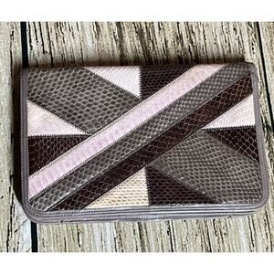 VINTAGE PALLIZIO SNAKE SKIN CLUTCH - CROSSBODY HANDBAG Purple/Brown